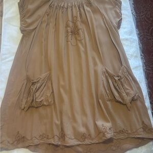 Island Planet Miami Beach Elegant Tan Women's Flowy Dress